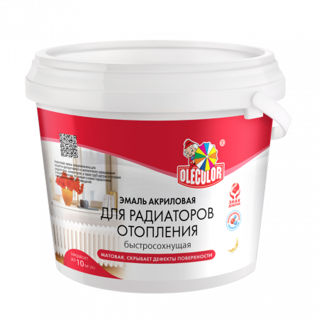 Эмаль акриловая для радиаторов отопления OLECOLOR (матовая 1 кг (6 шт))  - превью